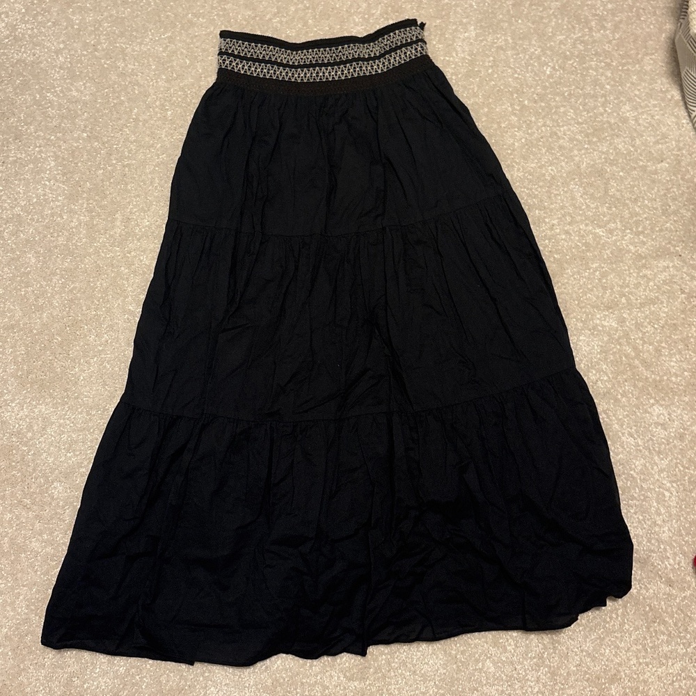 Black Tier Maxi Skirt in Size Small